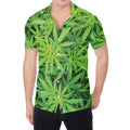 Green Pot Leaf Print Men's Shirt