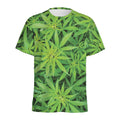 Green Pot Leaf Print Men's Athletic T-Shirt