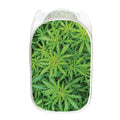 Green Pot Leaf Print Mesh Laundry Hamper