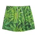 Green Pot Leaf Print Mesh Shorts