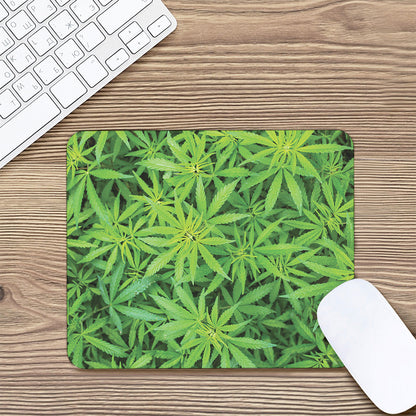 Green Pot Leaf Print Mouse Pad