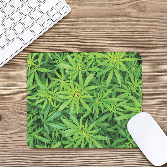 Green Pot Leaf Print Mouse Pad