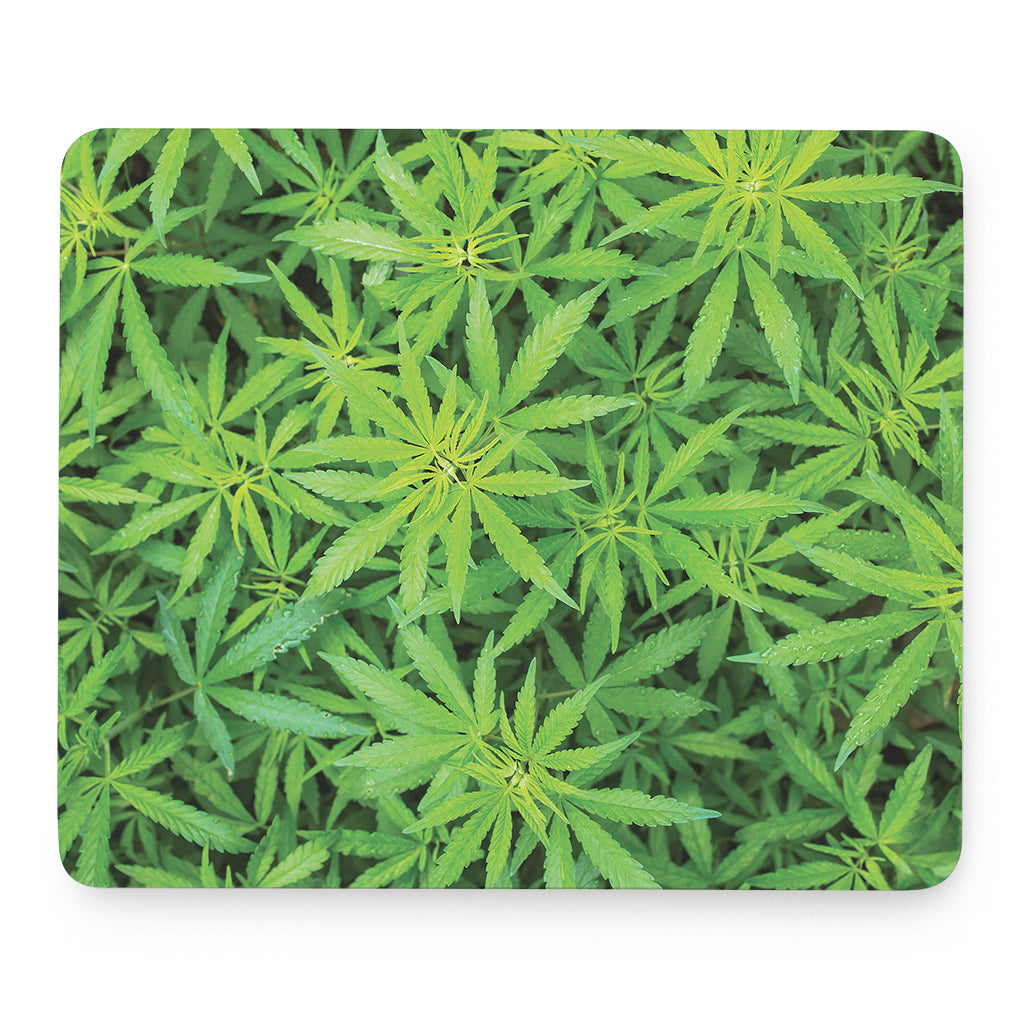 Green Pot Leaf Print Mouse Pad