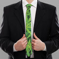 Green Pot Leaf Print Necktie