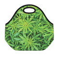 Green Pot Leaf Print Neoprene Lunch Bag