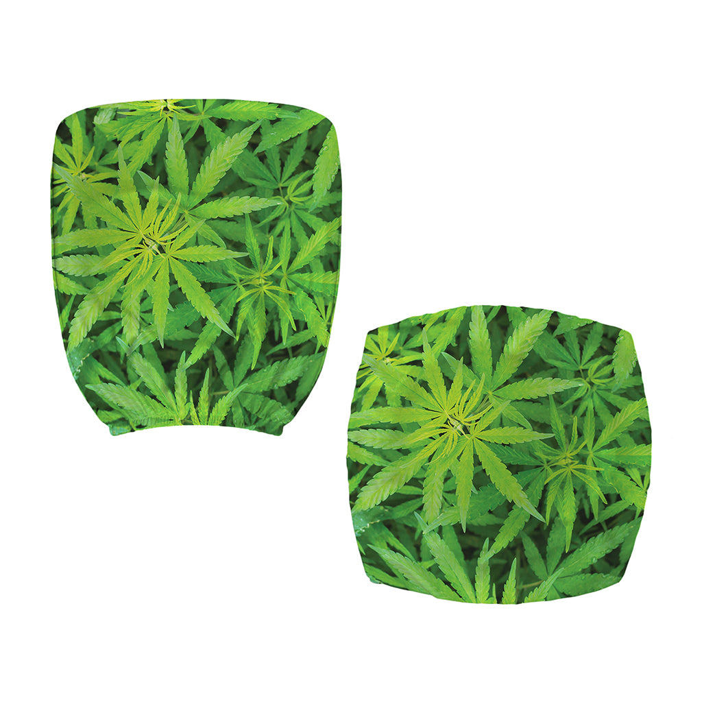Green Pot Leaf Print Office Chair Cover