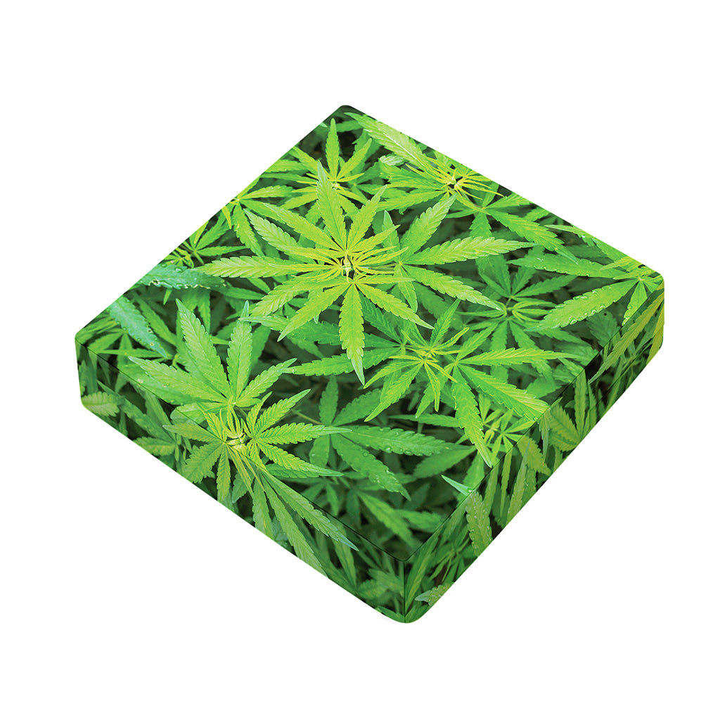 Green Pot Leaf Print Outdoor Seat Cushion Cover