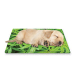 Green Pot Leaf Print Pet Cooling Mat Cover