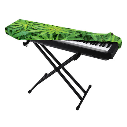 Green Pot Leaf Print Piano Keyboard Cover
