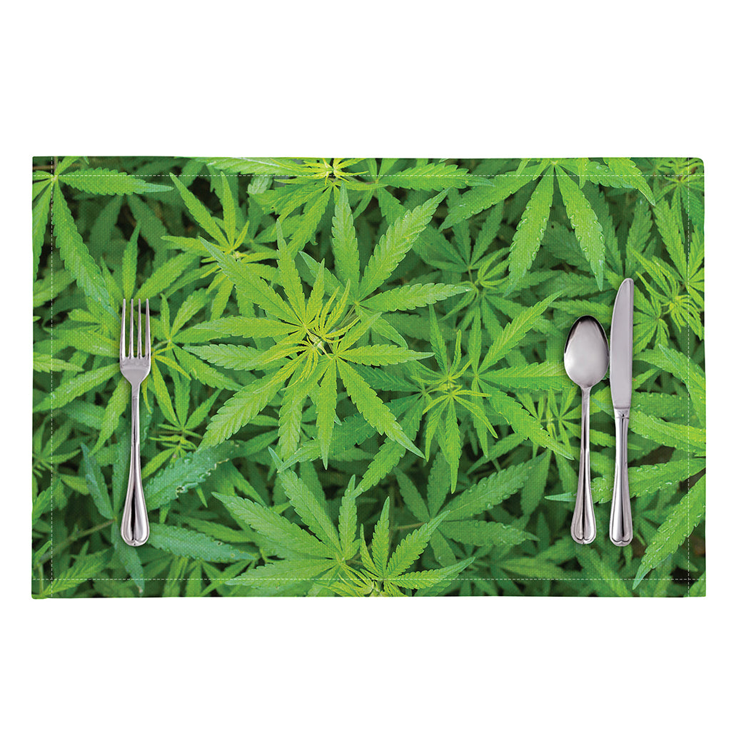 Green Pot Leaf Print Placemat