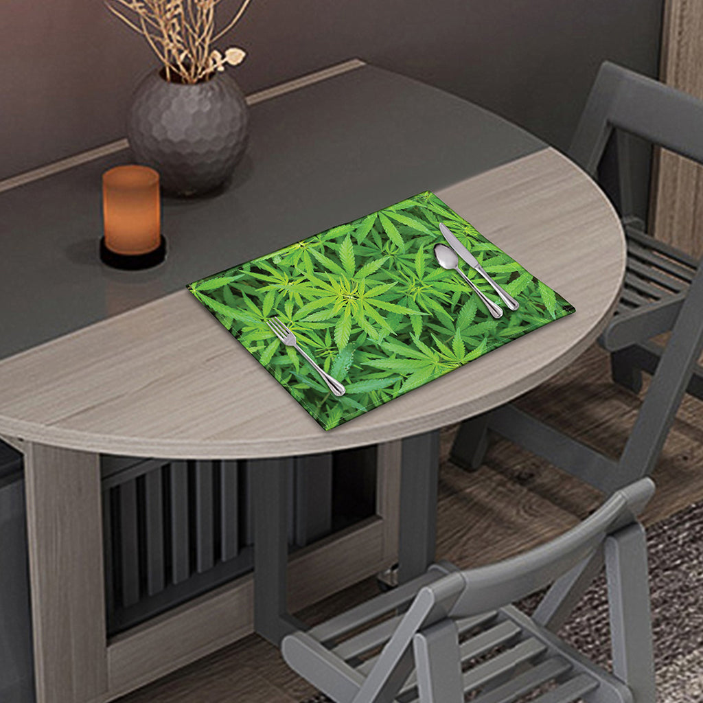 Green Pot Leaf Print Placemat