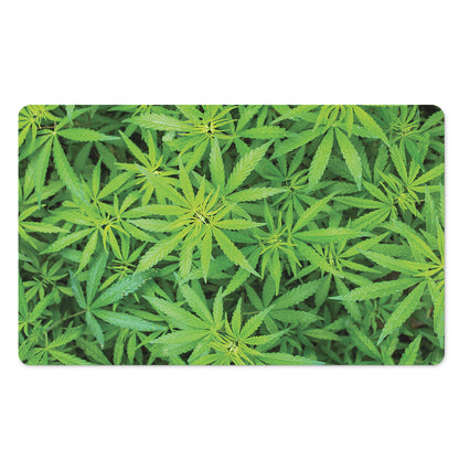 Green Pot Leaf Print Polyester Doormat