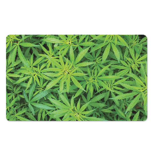 Green Pot Leaf Print Polyester Doormat
