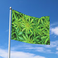 Green Pot Leaf Print Polyester Flag