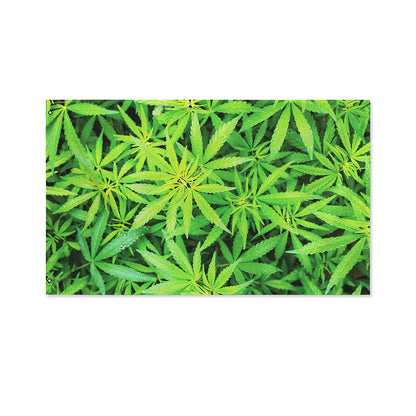 Green Pot Leaf Print Polyester Flag