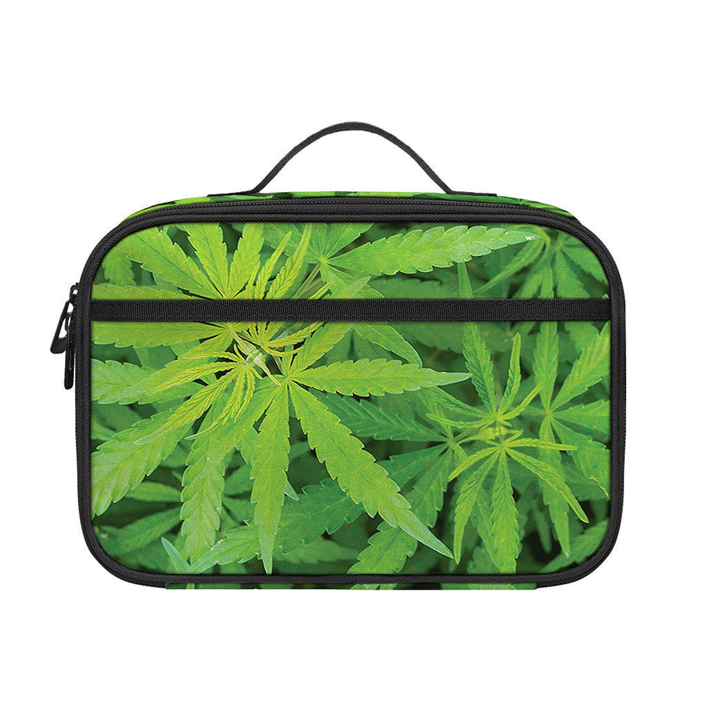 Green Pot Leaf Print Portable Lunch Bag
