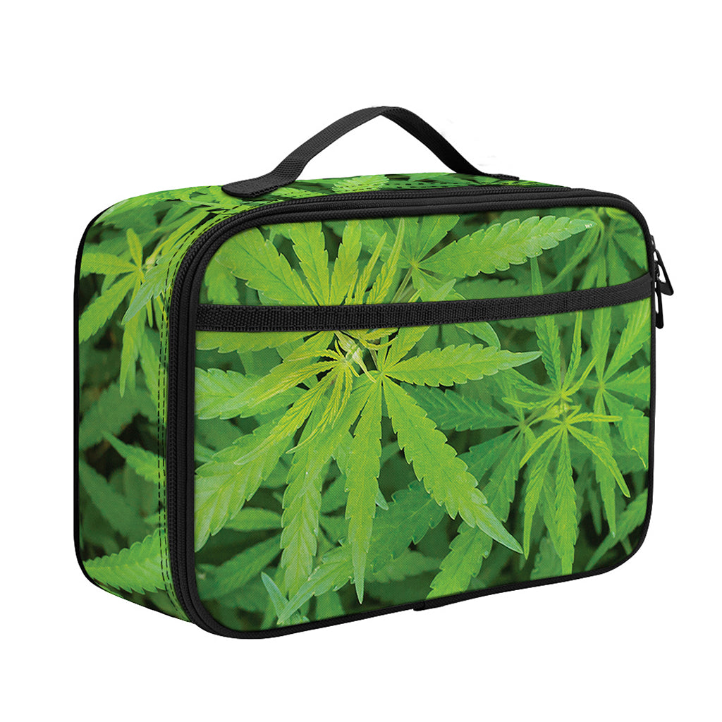 Green Pot Leaf Print Portable Lunch Bag
