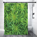 Green Pot Leaf Print Premium Shower Curtain