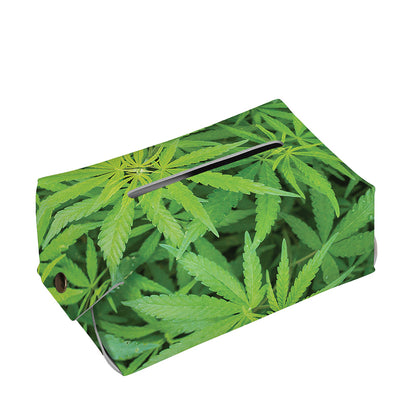 Green Pot Leaf Print Rectangle Tissue Box Cover