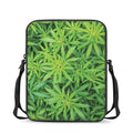 Green Pot Leaf Print Rectangular Crossbody Bag