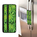 Green Pot Leaf Print Refrigerator Handle Covers