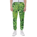 Green Pot Leaf Print Joggers