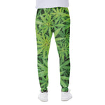 Green Pot Leaf Print Scuba Joggers