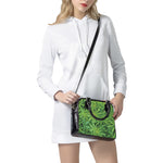 Green Pot Leaf Print Shoulder Handbag
