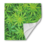 Green Pot Leaf Print Silk Bandana