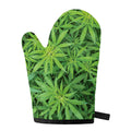 Green Pot Leaf Print Single Oven Mitt