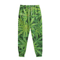 Green Pot Leaf Print Sweatpants