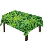 Green Pot Leaf Print Tablecloth