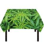 Green Pot Leaf Print Tablecloth