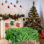 Green Pot Leaf Print Tablecloth