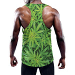 Green Pot Leaf Print Training Tank Top