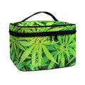 Green Pot Leaf Print Travel Makeup Bag