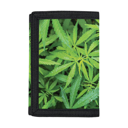 Green Pot Leaf Print Trifold Wallet