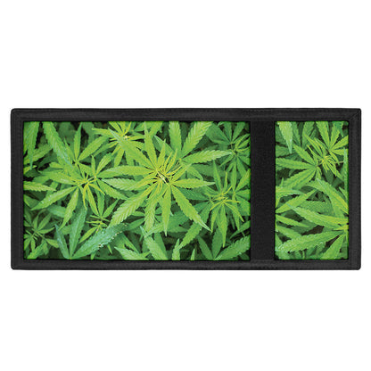 Green Pot Leaf Print Trifold Wallet