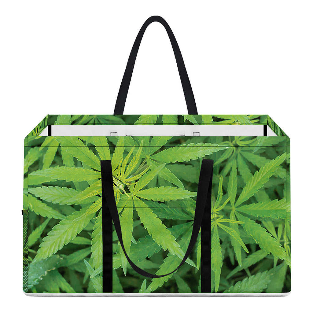 Green Pot Leaf Print Utility Tote Bag