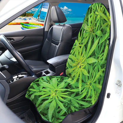Green Pot Leaf Print Waterproof Car Seat Cover