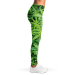 Green Pot Leaf Print Women's Leggings