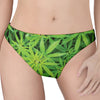 Green Pot Leaf Print Women's Thong