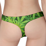 Green Pot Leaf Print Women's Thong