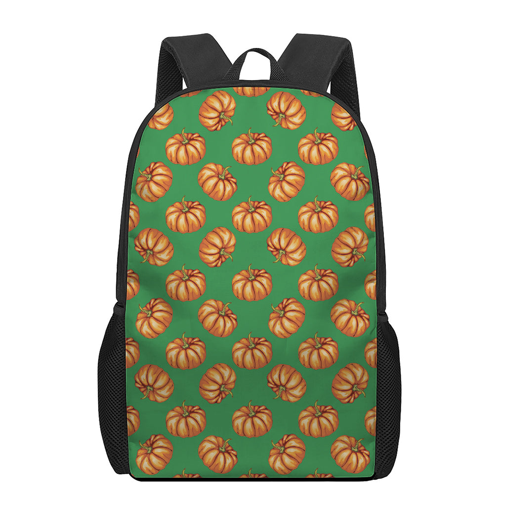 Green Pumpkin Pattern Print 17 Inch Backpack