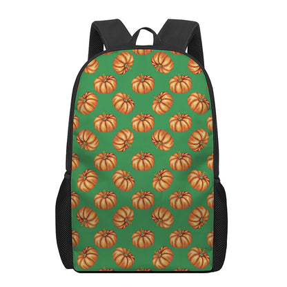 Green Pumpkin Pattern Print 17 Inch Backpack