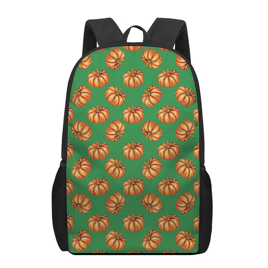 Green Pumpkin Pattern Print 17 Inch Backpack