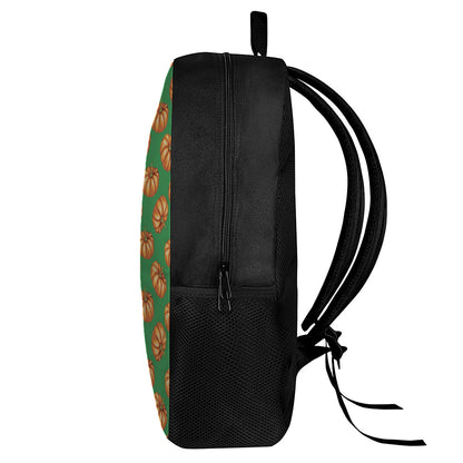 Green Pumpkin Pattern Print 17 Inch Backpack