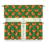Green Pumpkin Pattern Print 3 Piece Kitchen Curtains