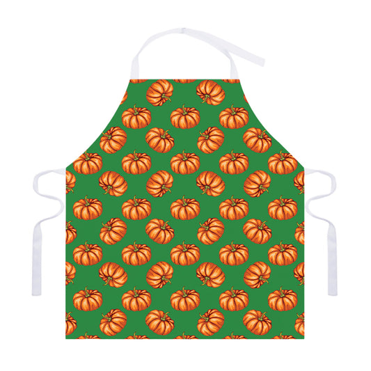 Green Pumpkin Pattern Print Adjustable Apron