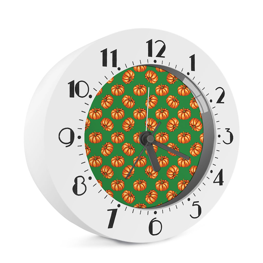 Green Pumpkin Pattern Print Alarm Clock